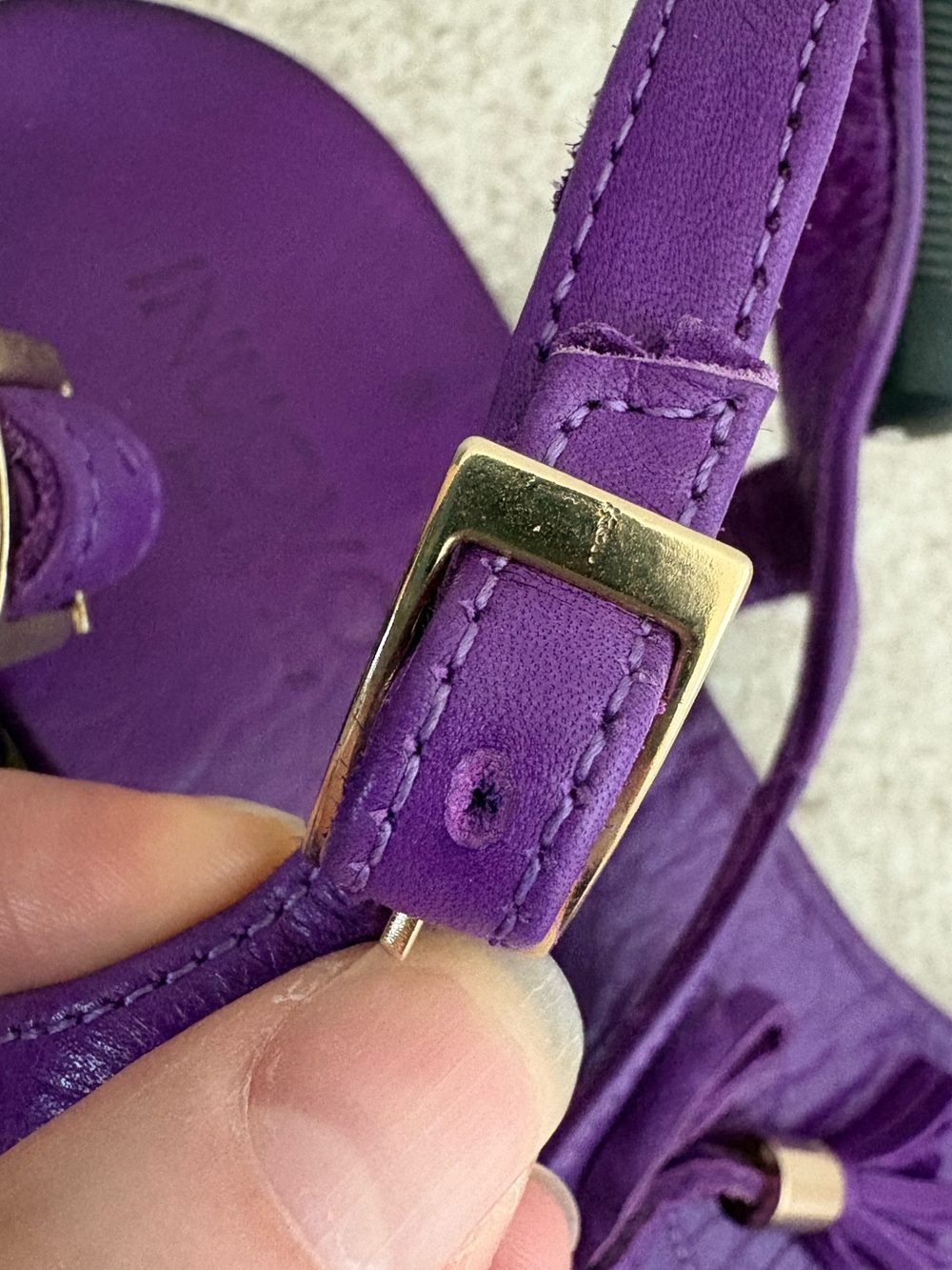 Inuovo Purple Leather Sandals - Picture 8 of 9